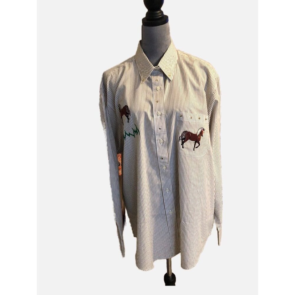 Las Olas By  Oved International Women Embroidered Button Front  Shirt SizeXL.New
